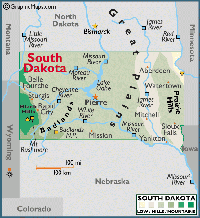 Printable South Dakota Map Of Attractions