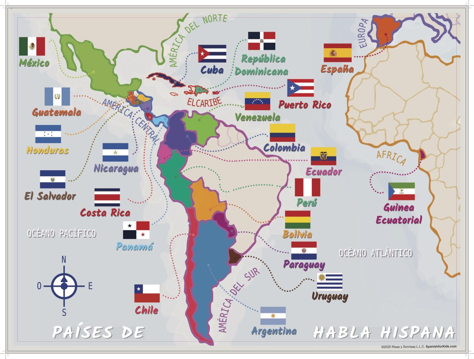 Printable Spanish Speaking Countries Map