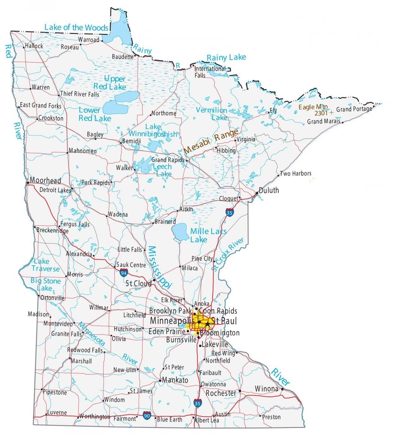Printable State Map Of Minnesota Jenny Blog