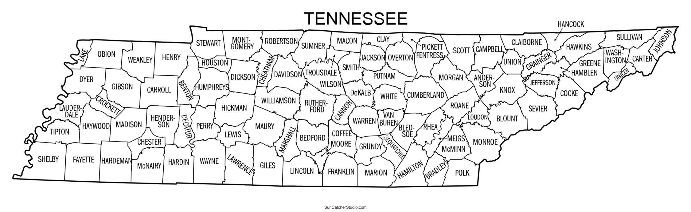 Printable Tennessee County Map Jenny Blog