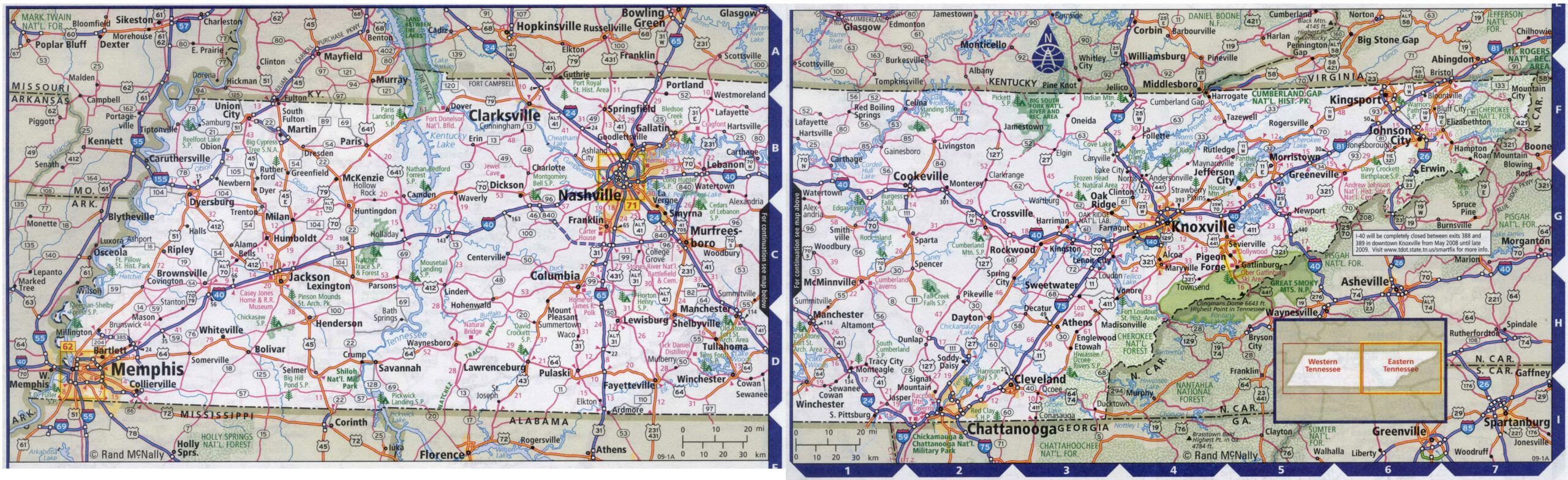 Printable Tennessee State Map