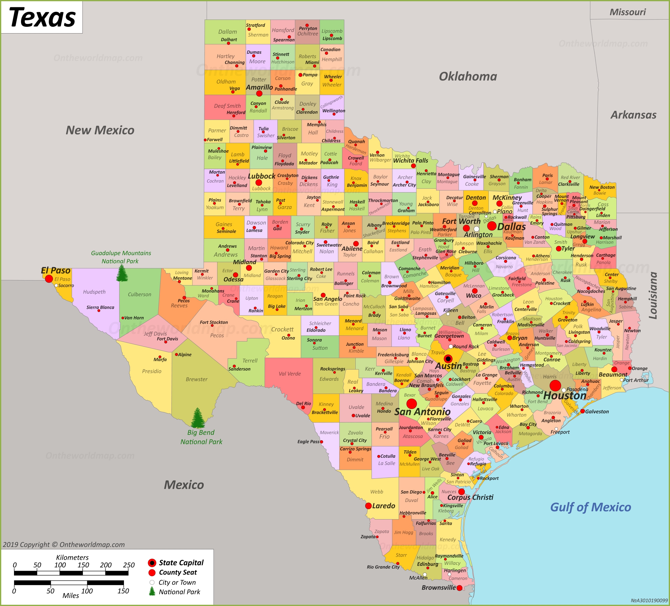 Printable Texas Map