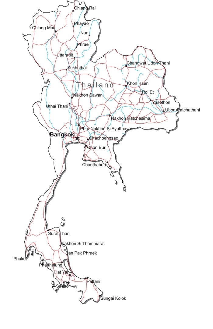 Printable Thailand Map Outline Free Download And Print For You 