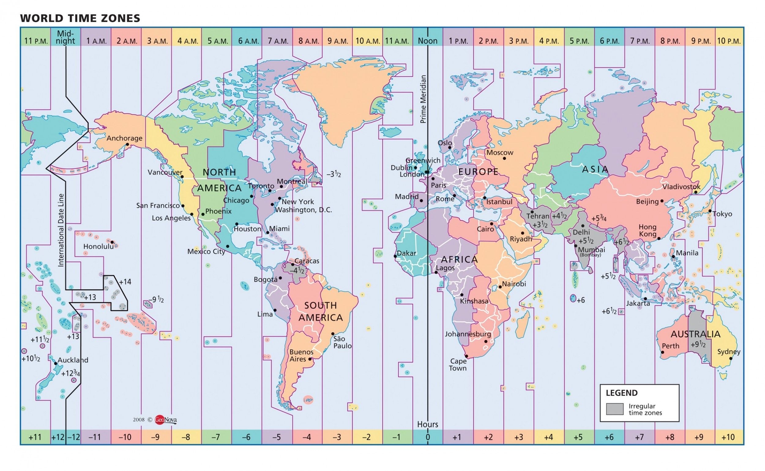 Printable Time Zone Map Of The World