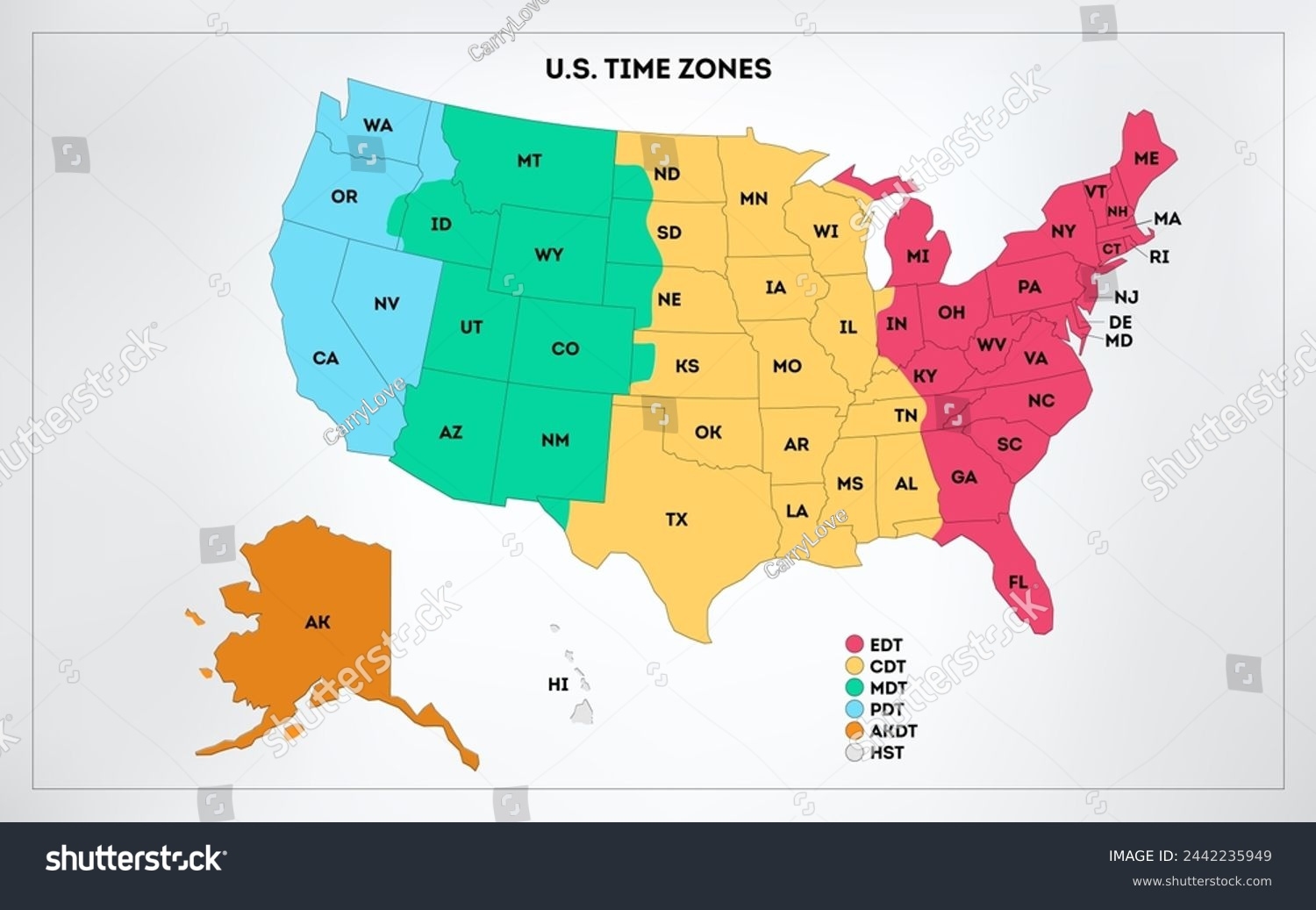 Printable Time Zone Map USA Printable Time Zone Map USA