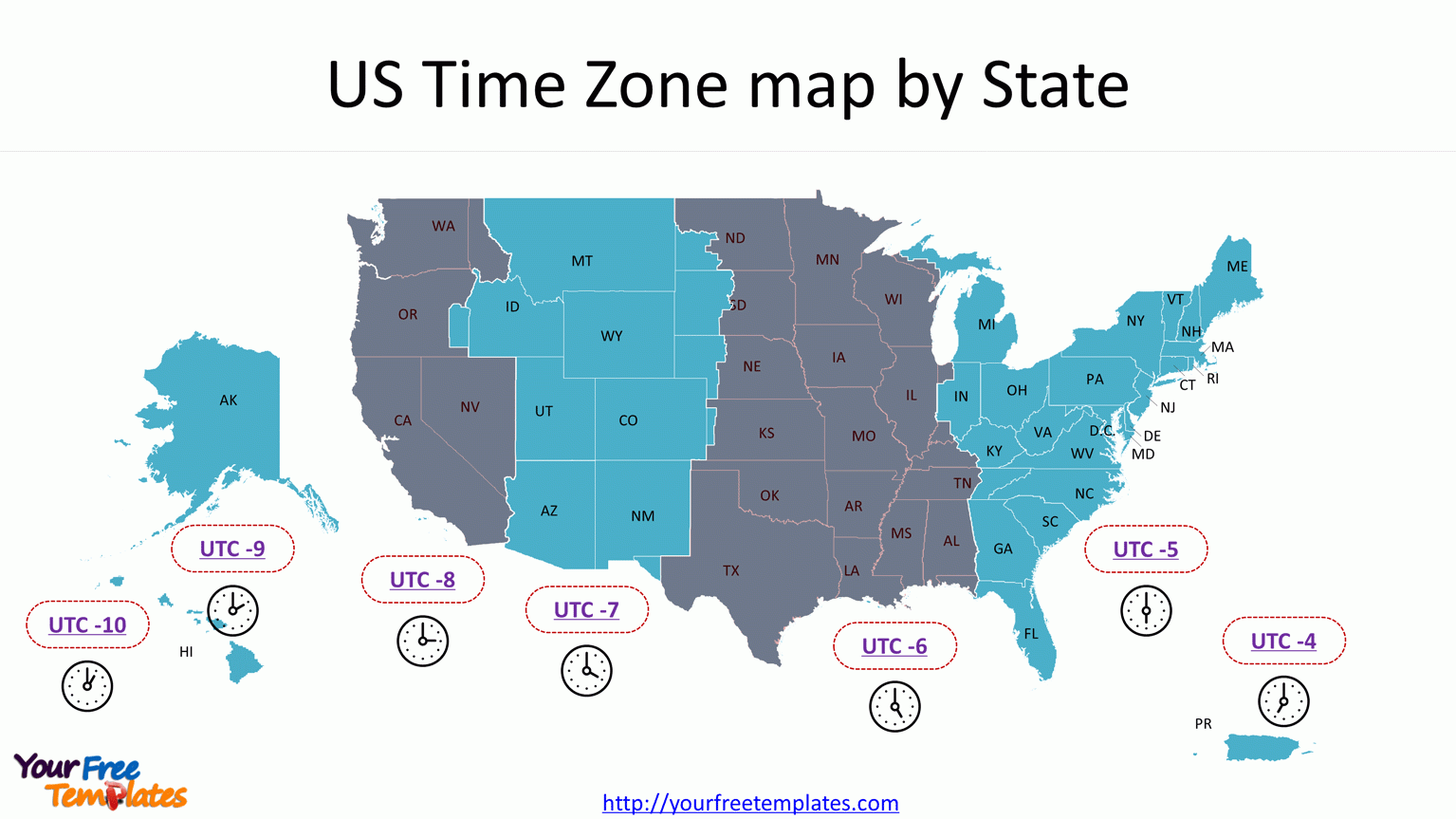 Printable Time Zone Map USA