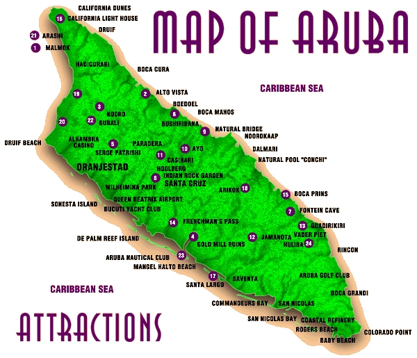 Printable Tourist Map Of Aruba