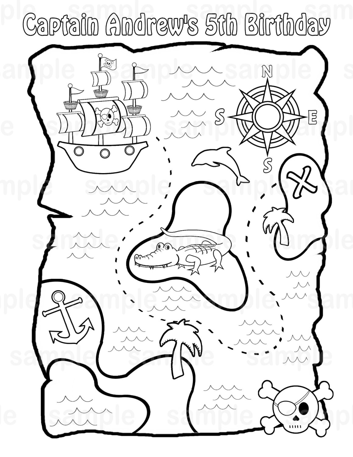 Printable Treasure Map Coloring Page Printable Treasure Map Coloring Page