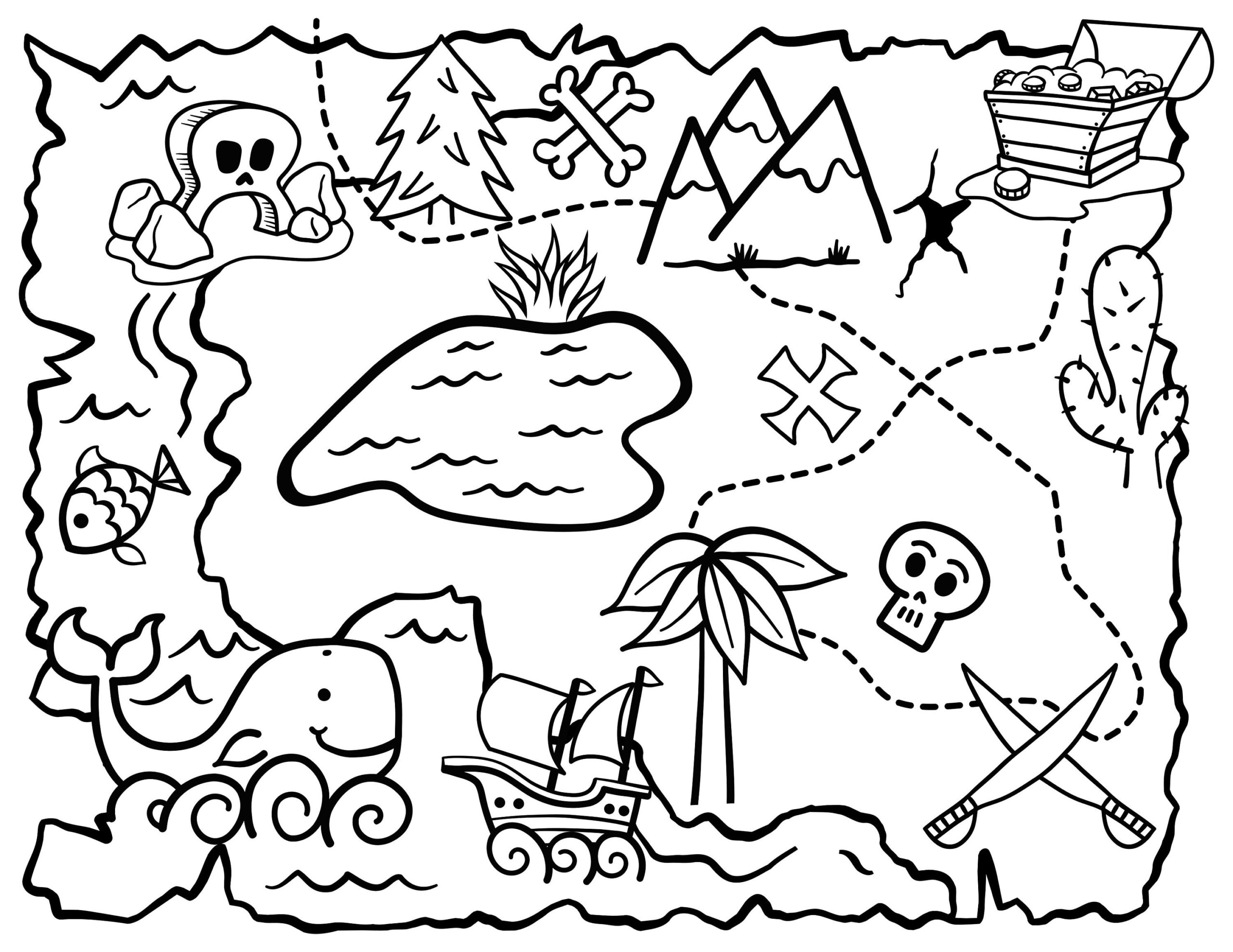 Printable Treasure Map Free Coloring Pages To Print