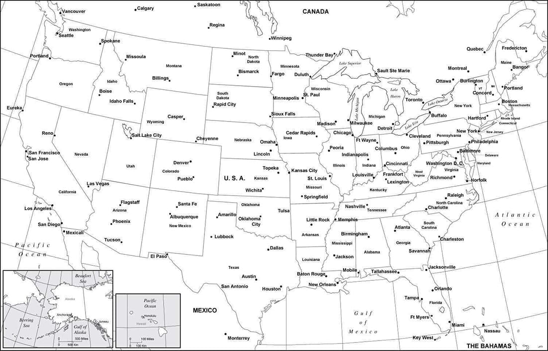 Printable United States Map With Capitals Free Download And Print For