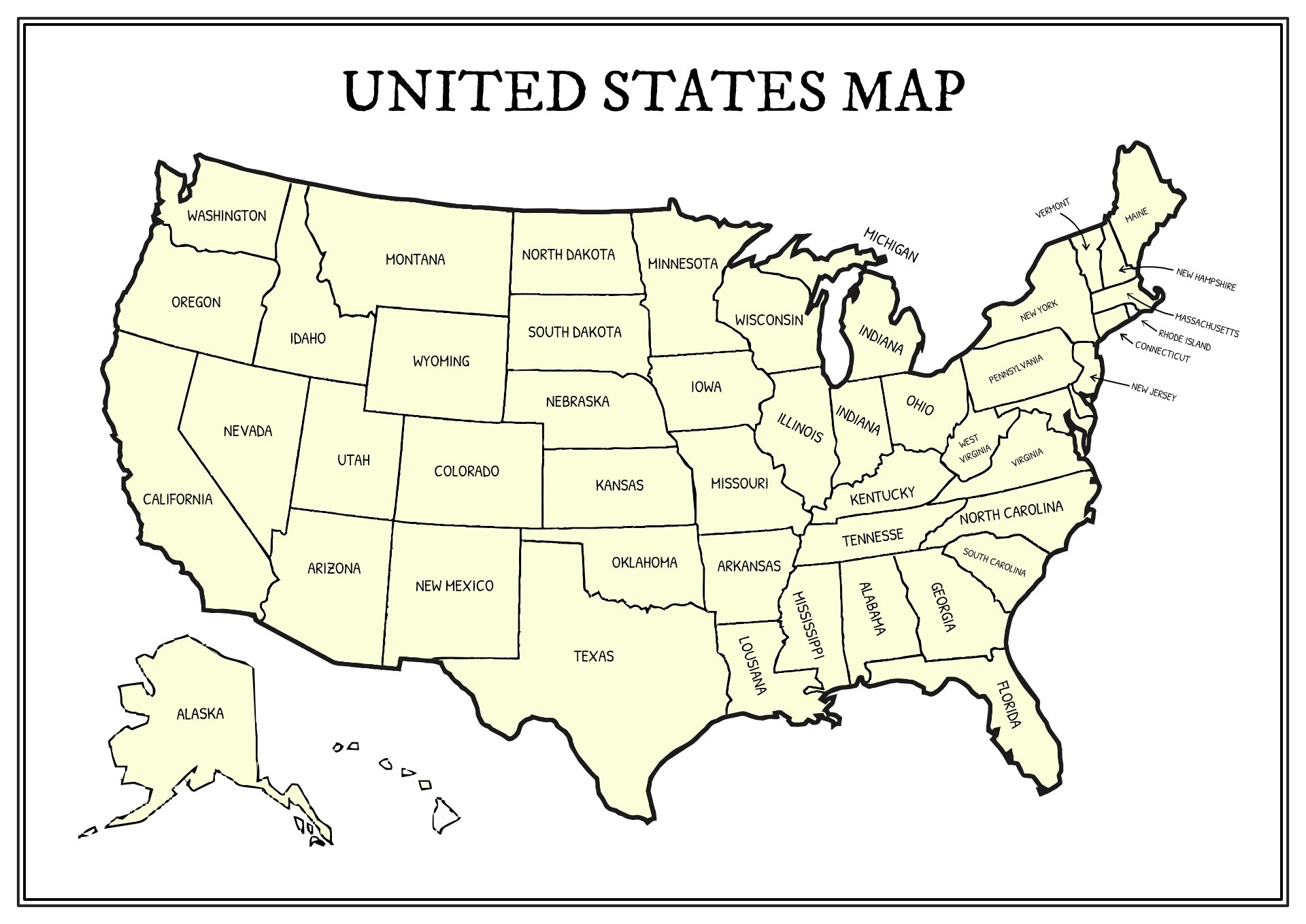 Printable United States Map With Capitals Pdf