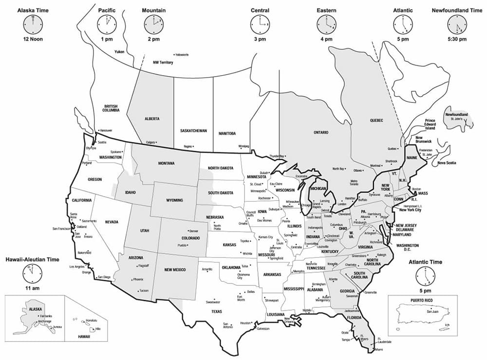 Printable United States Time Zones Map Free Download And Print For You 