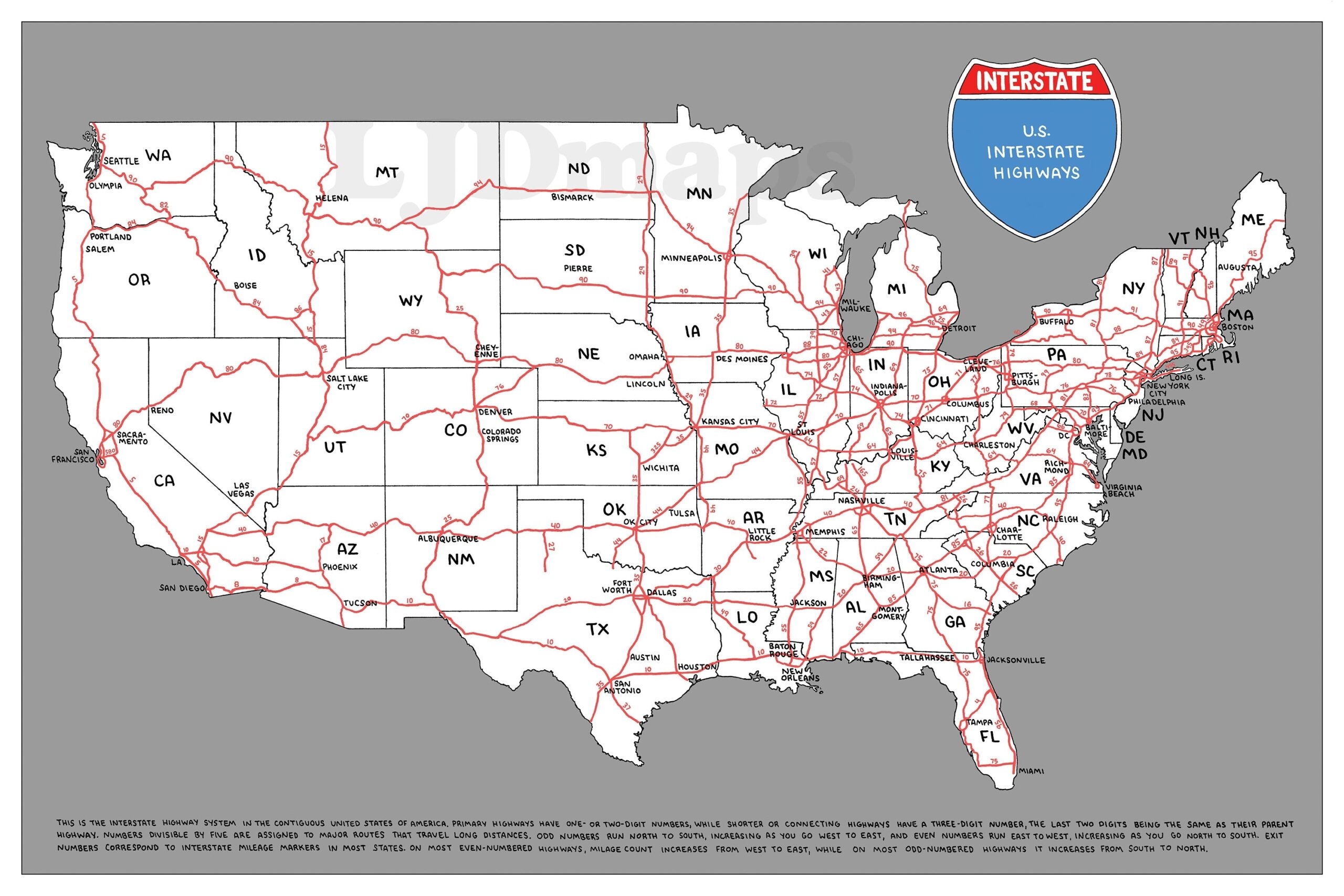 Printable Us Highway Map Free Printable Map