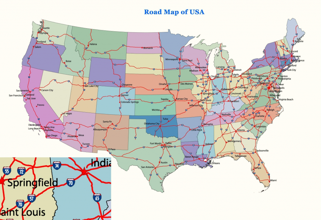 Printable Us Map With Interstate Highways Valid United States Major 