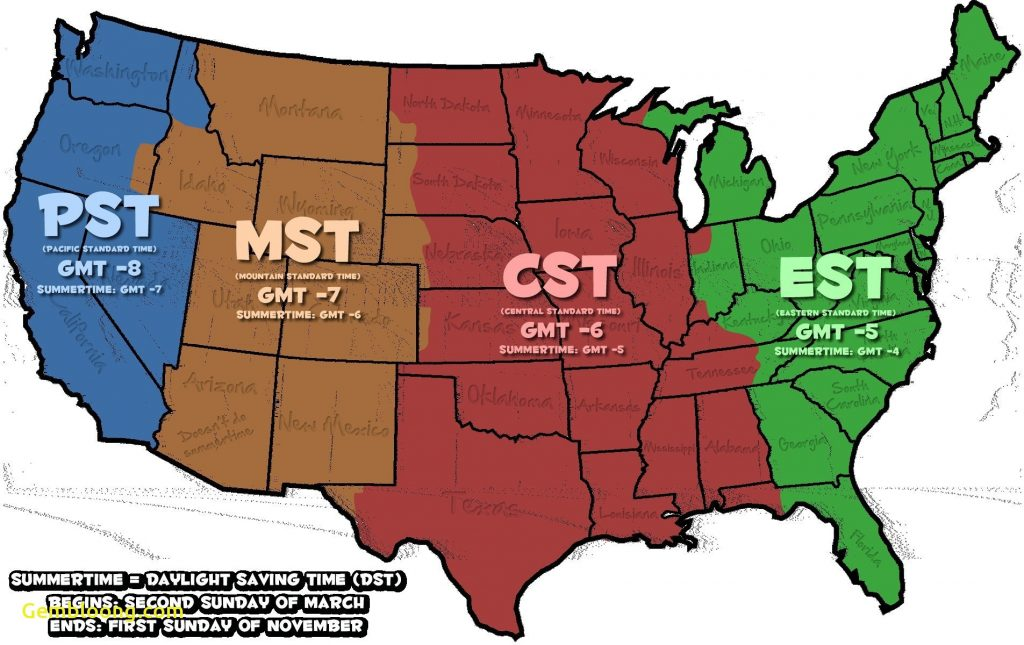 Printable Us Time Zone Map With States Valid 10 Inspirational 
