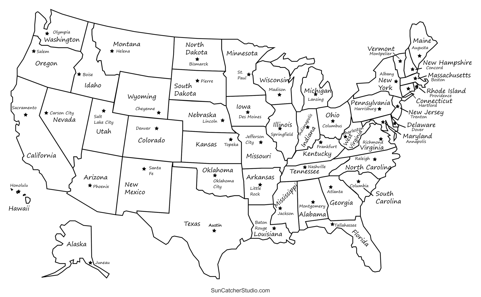 Printable USA Map With Capitals