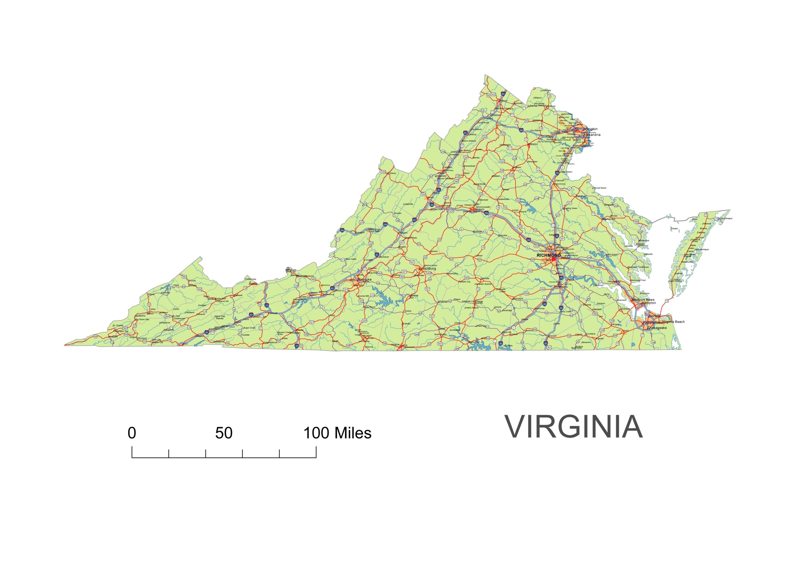 Printable Virginia State Map Free Printable Map Printable Virginia State Map Free Printable Map