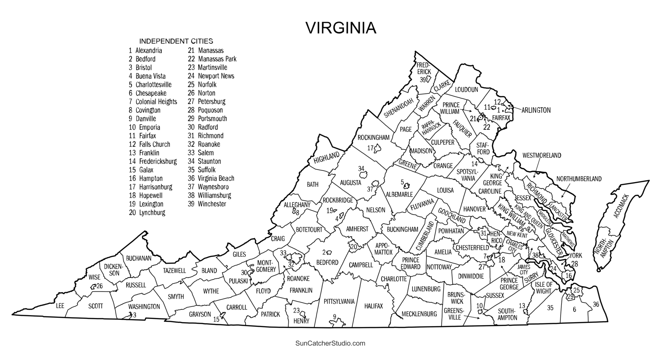 Printable Virginia State Map Free Printable Map