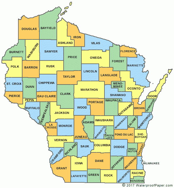 Printable Wisconsin County Map