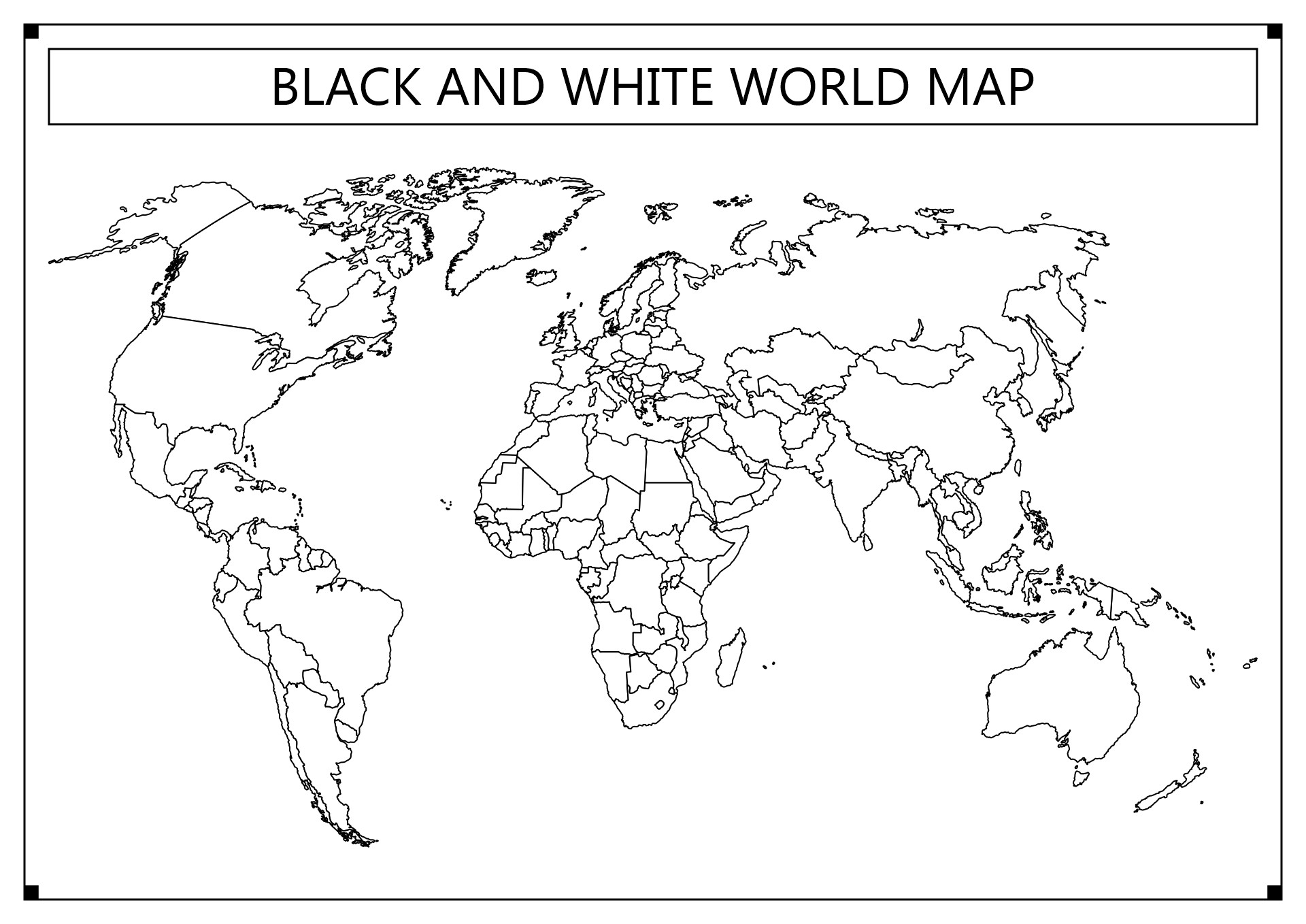 Printable World Map Black And White