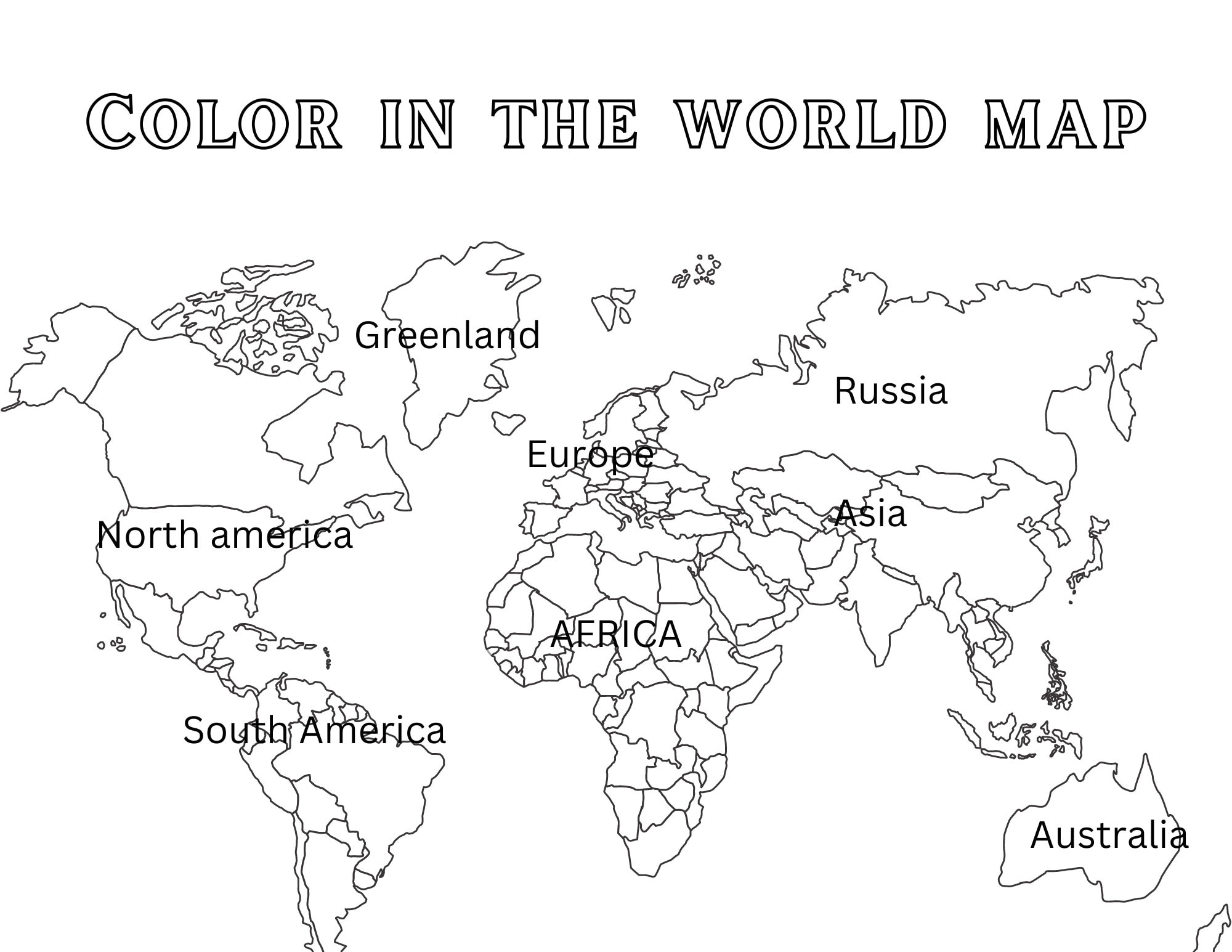 Printable World Map Coloring Page With Countries Labeled Printable 
