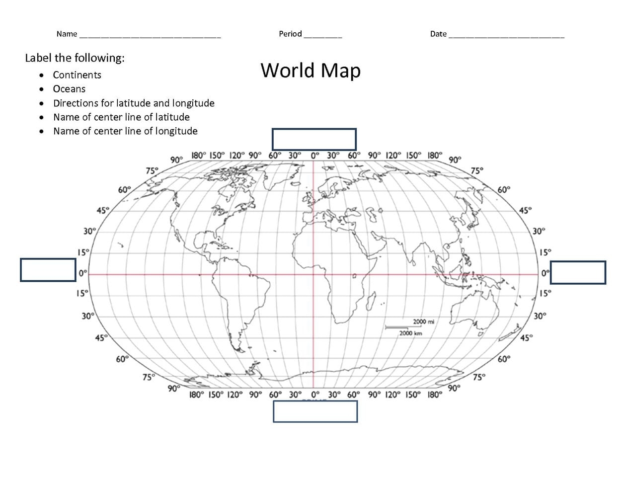 Printable World Map With Lines Of Latitude And Longitude Free
