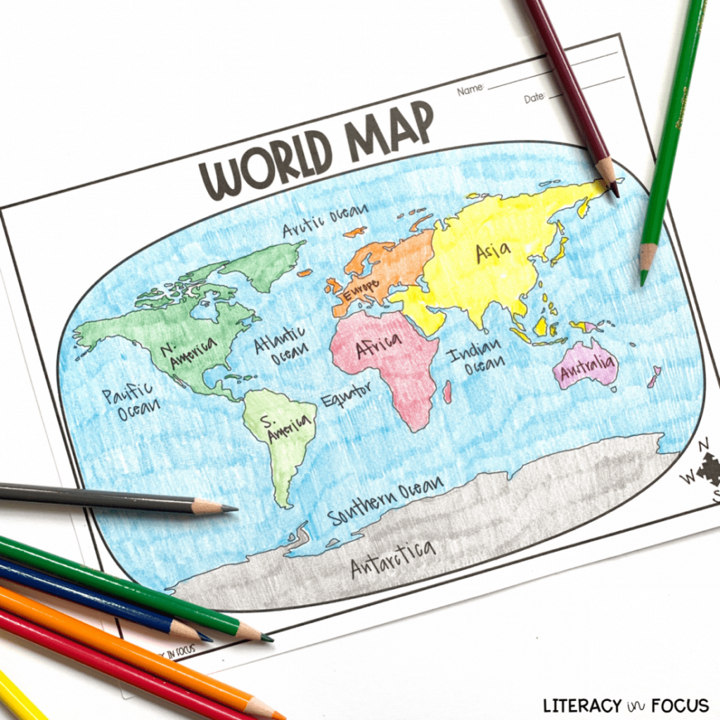 Printable World Map Worksheet - Download Free Printable Templates