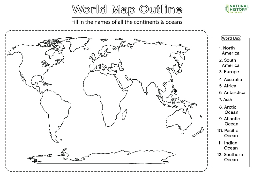 Printable World Map Worksheet