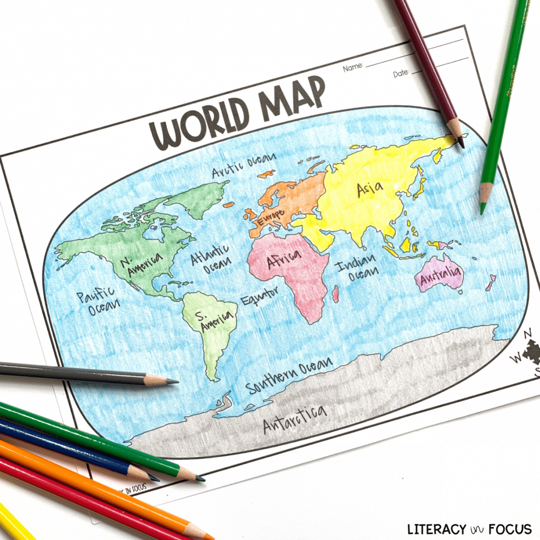 Printable World Map Worksheet