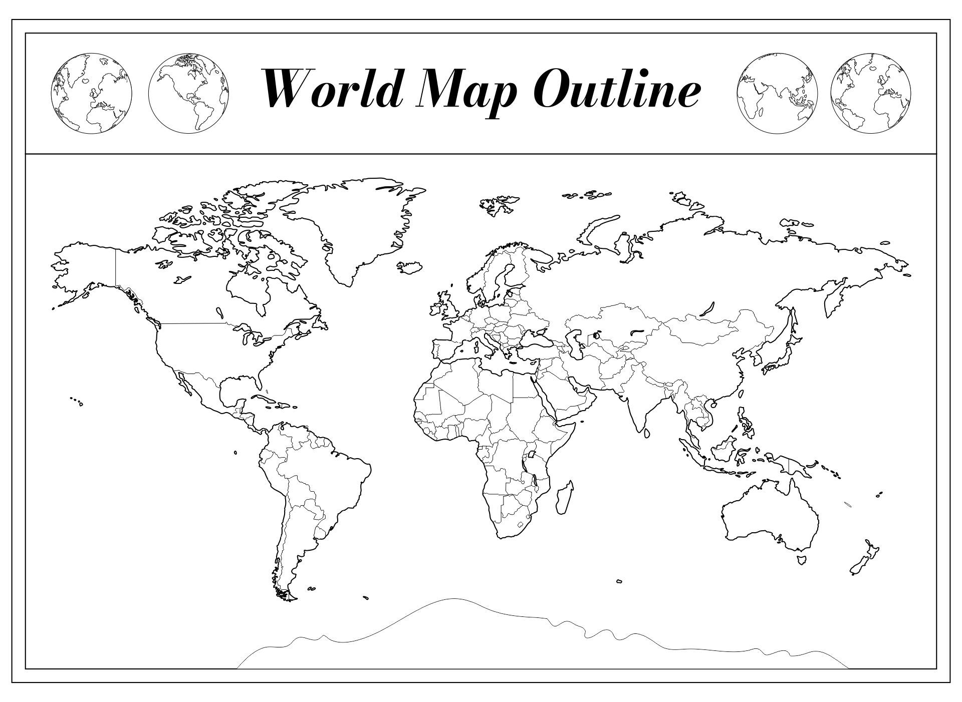 Printable World Outline Map Printable Word Searches
