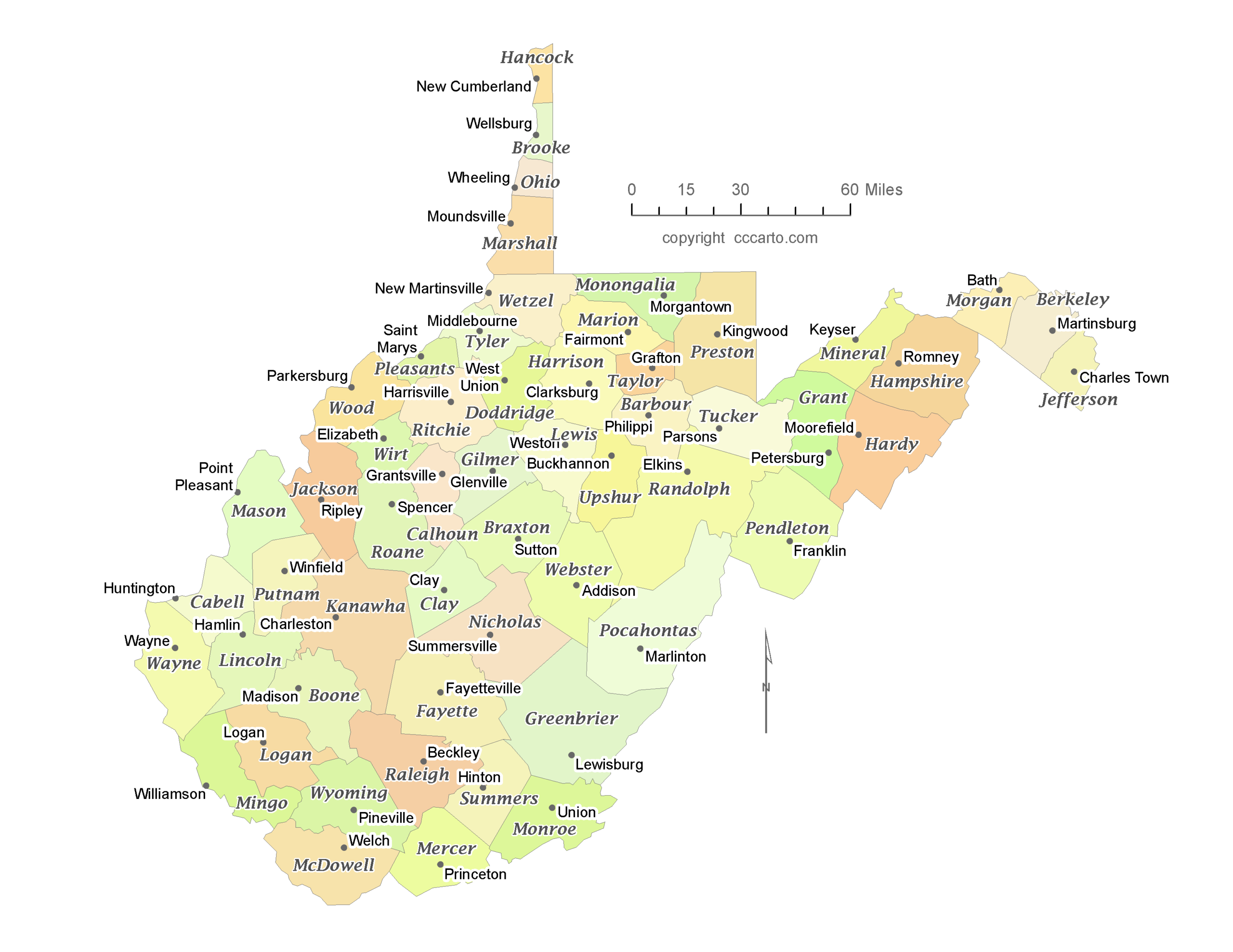 Printable Wv County Map