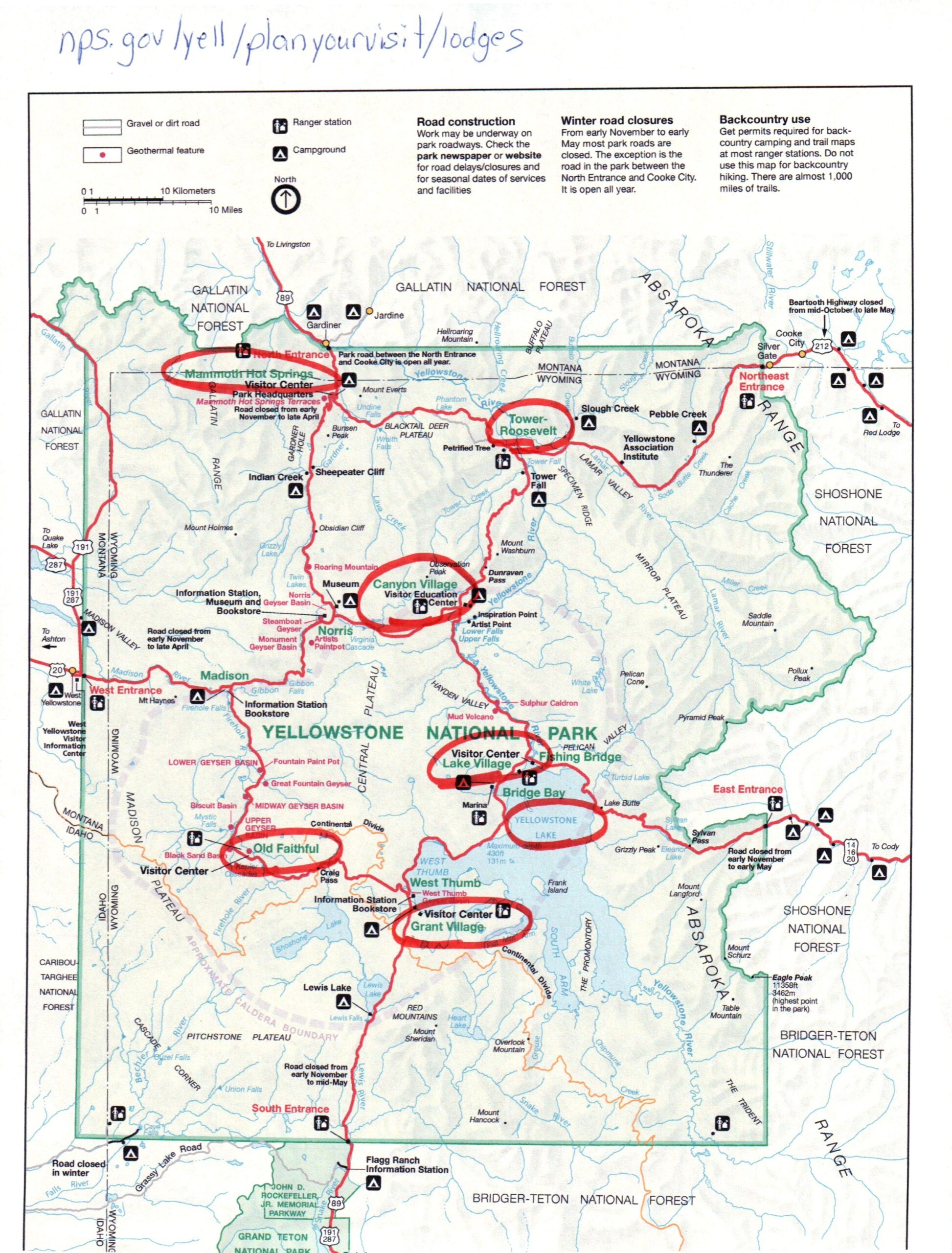 Printable Yellowstone National Park Map