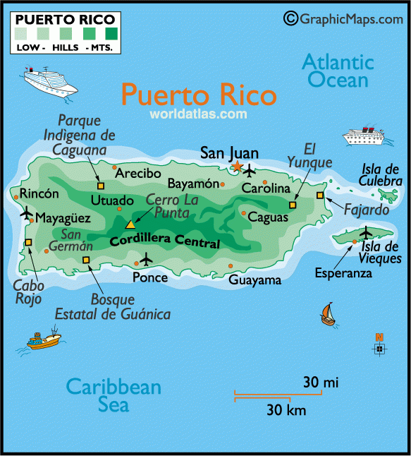 Puerto Rico Printable Map