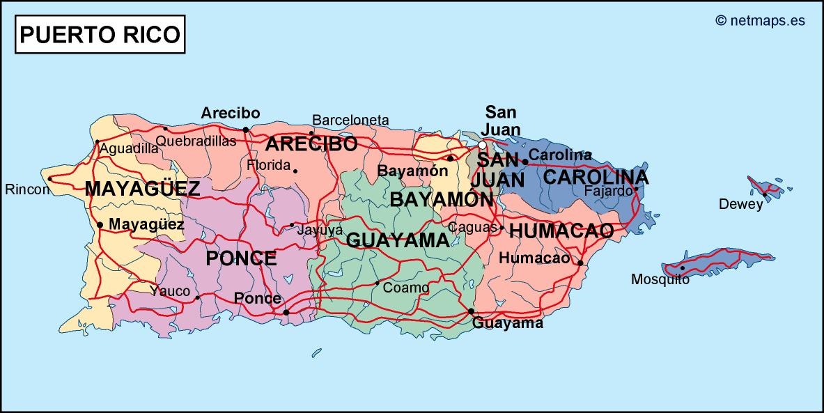 Puerto Rico Printable Map Puerto Rico Printable Map