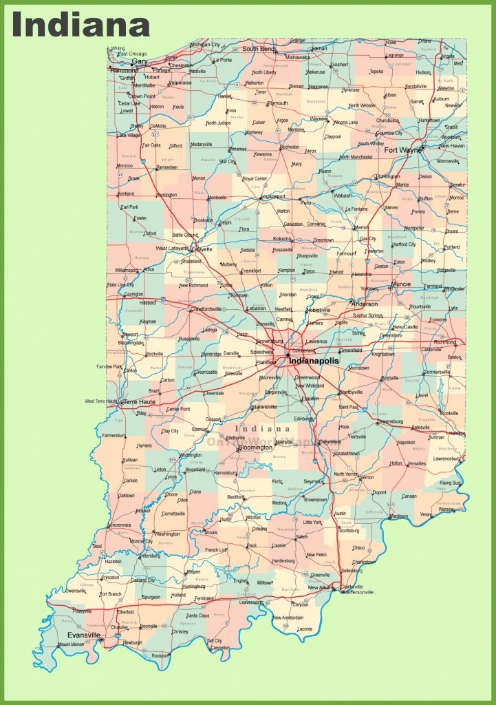 Road Map Of Indiana With Cities For Indiana State Map Printable