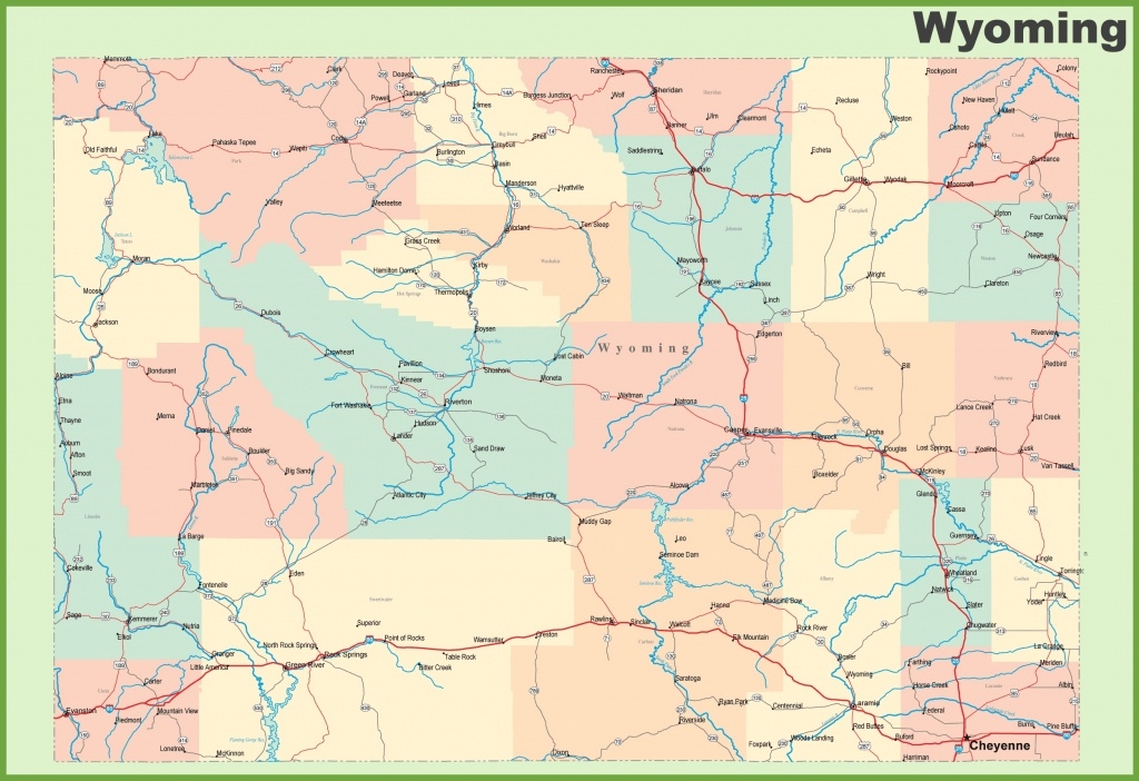 Road Map Of Wyoming With Cities Wyoming State Map Printable 