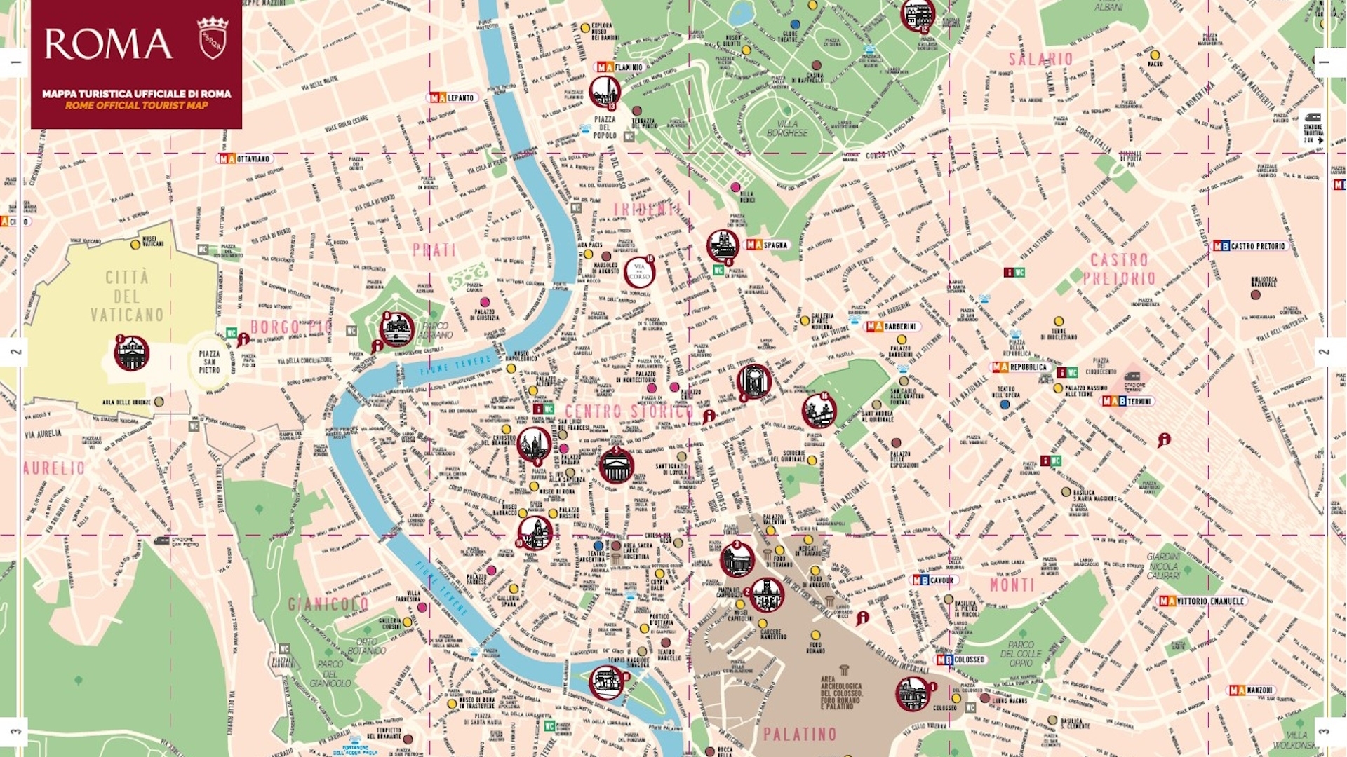 Rome Map Attractions Printable Free Printable Map