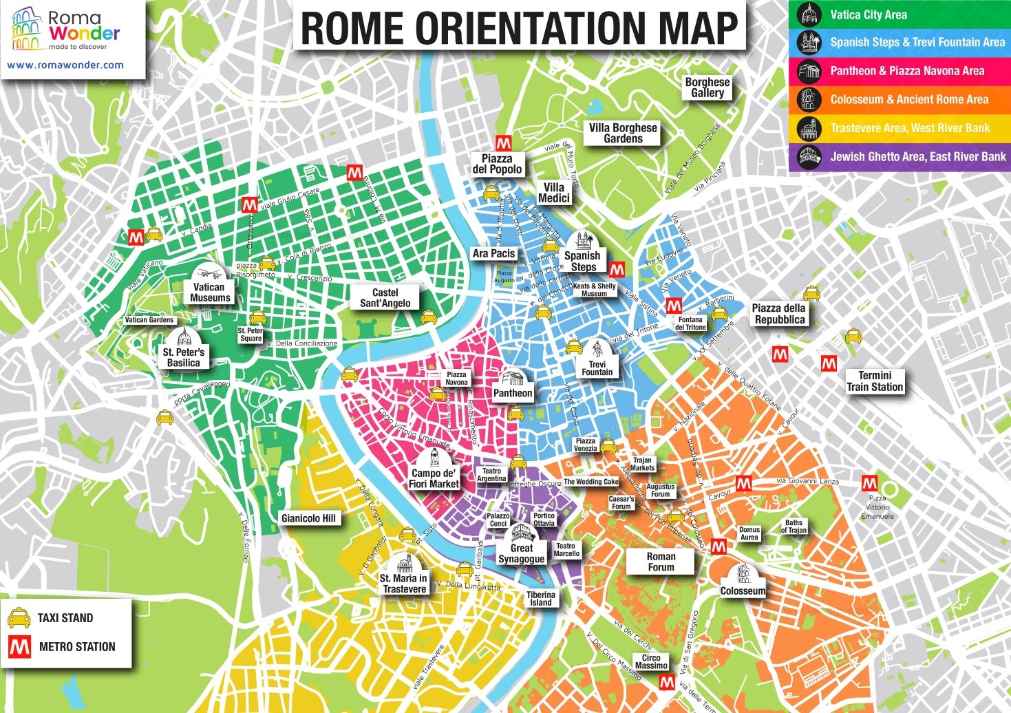 Rome Map Attractions Printable Printable Holiday Crafts