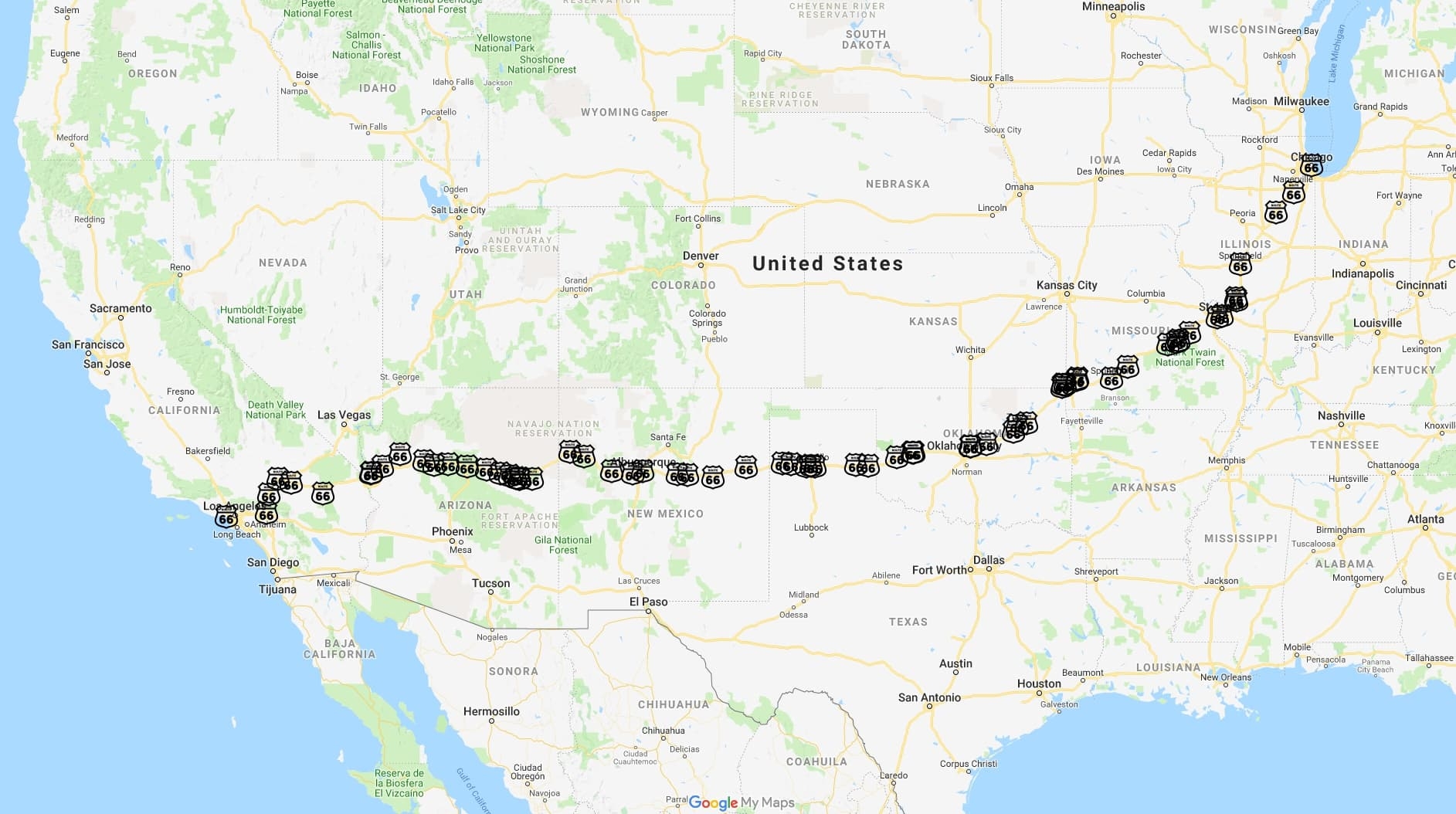 Route 66 Map Printable