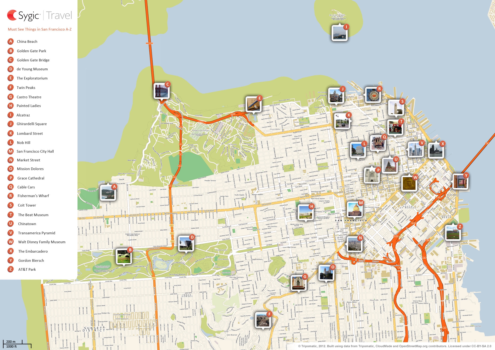San Francisco Printable Tourist Map Sygic Travel