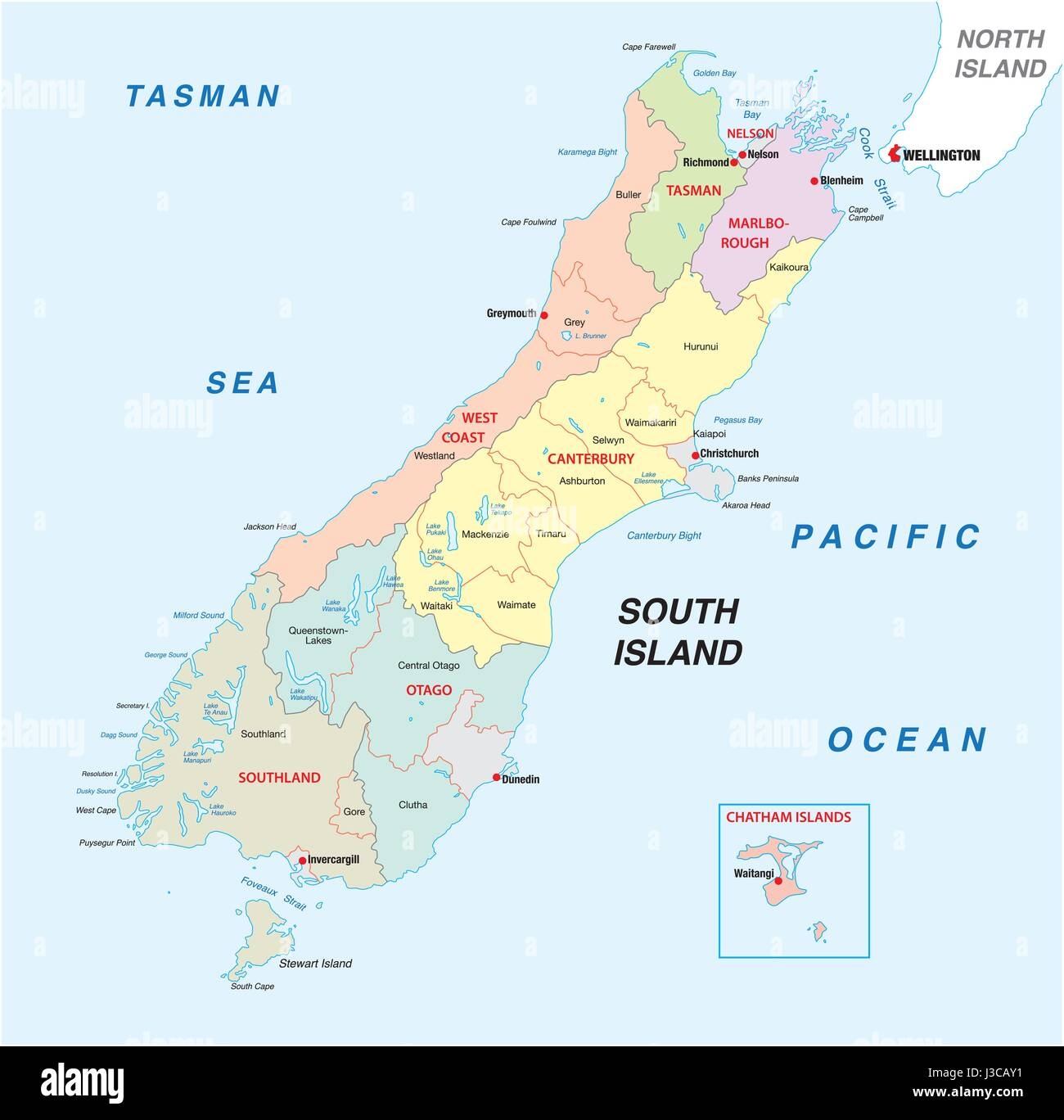 South Island New Zealand Map Printable