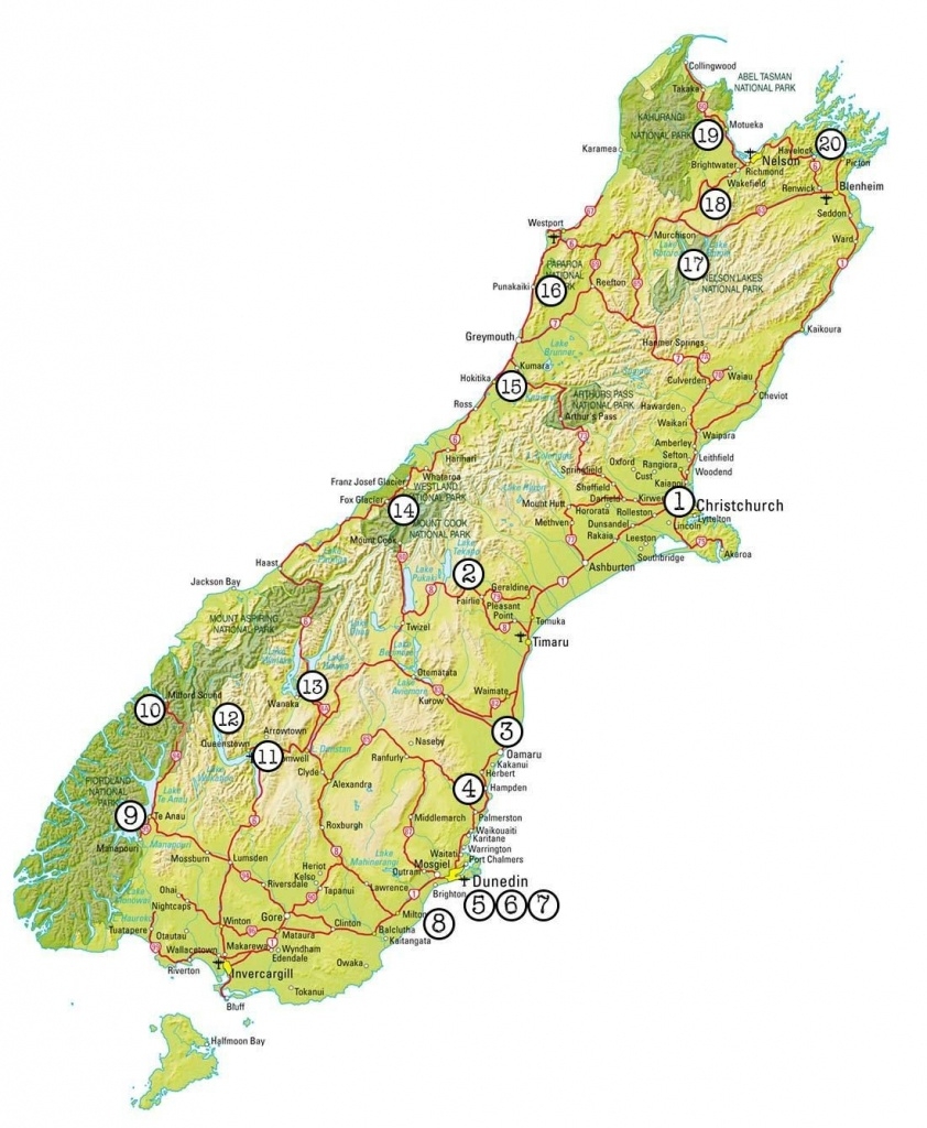 South Island New Zealand Map Printable