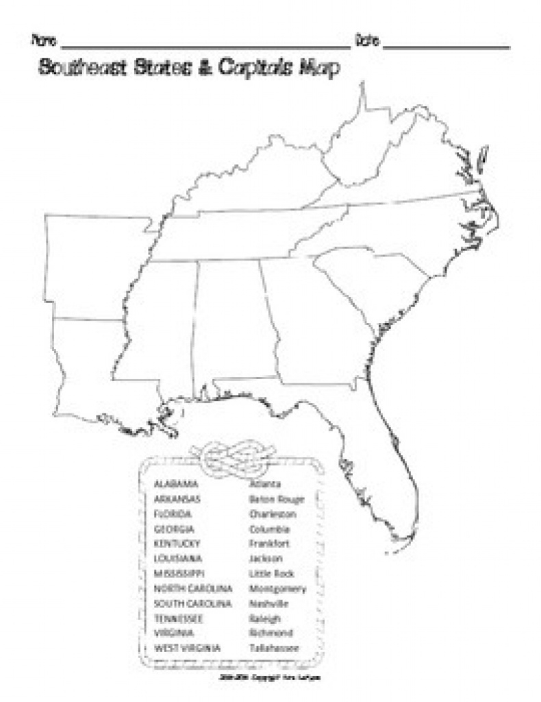 Southeast Region Map With States And Capitals Printable Map