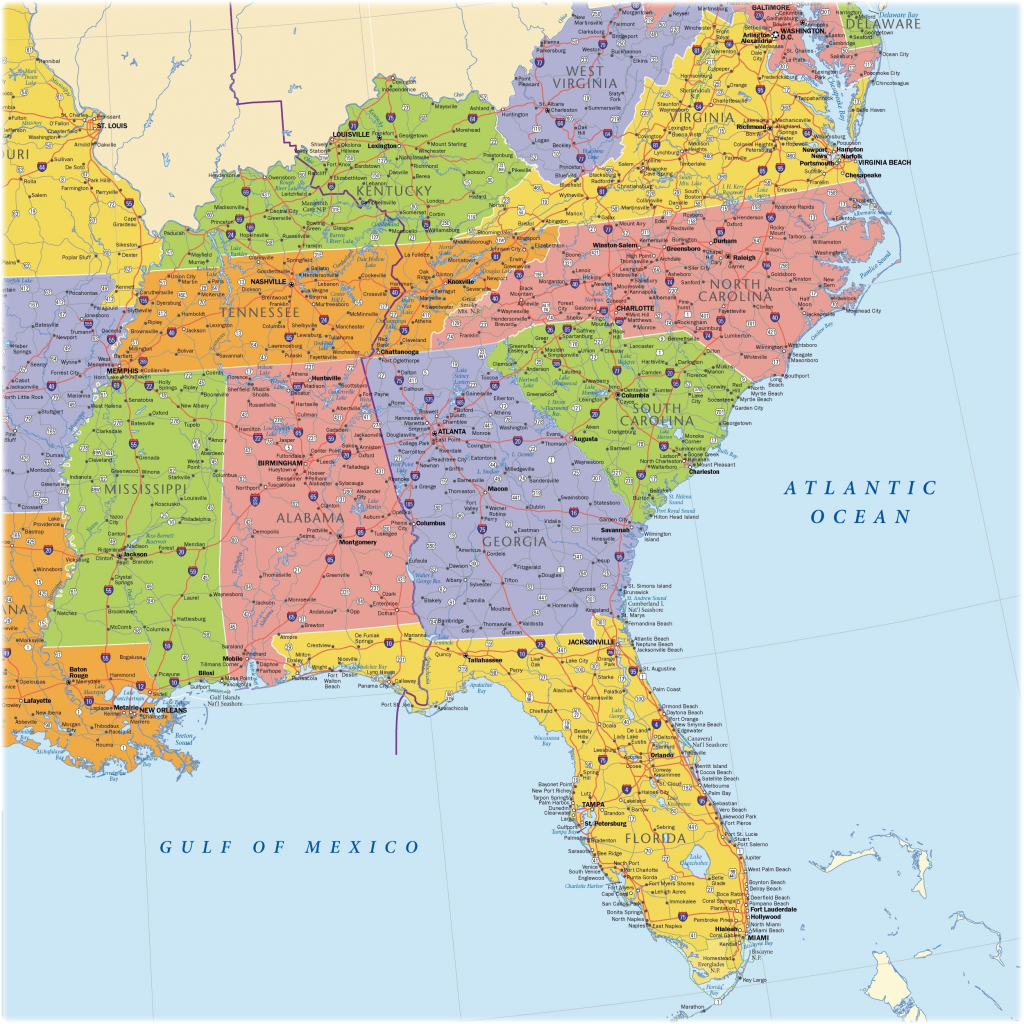 Southeast Region States Map Printable
