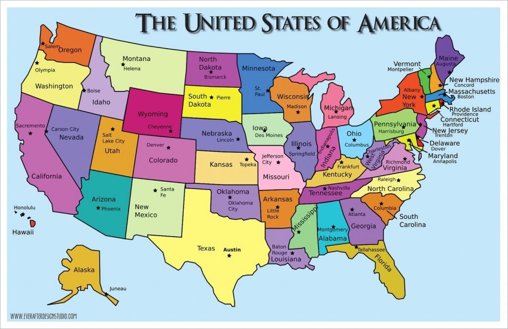 State Capitals Map Printable