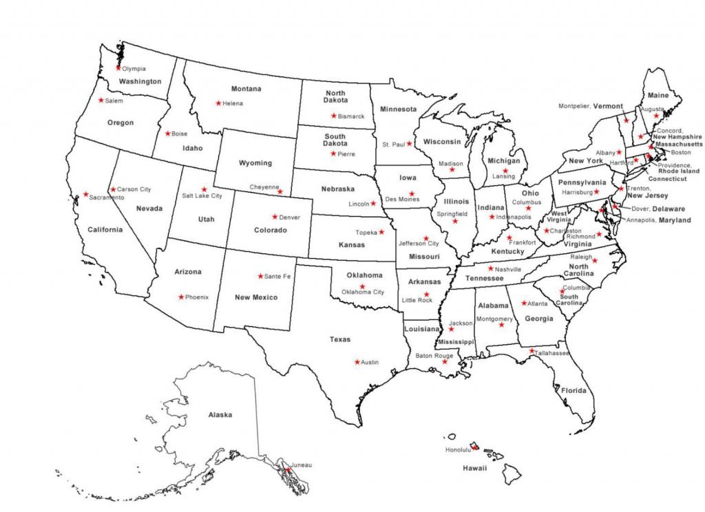 States And Capitals Map Quiz Printable Map
