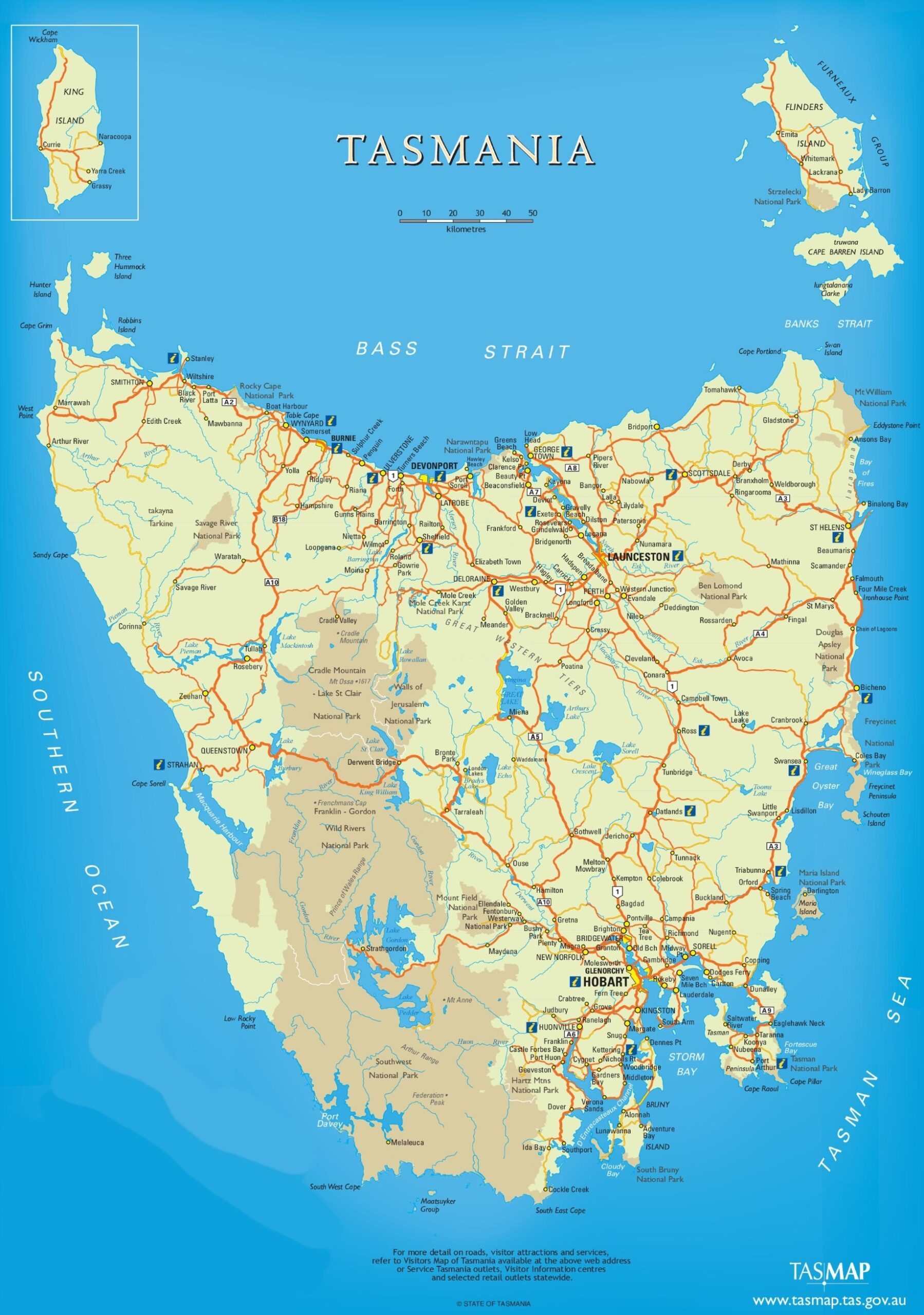 Tasmania Map Printable