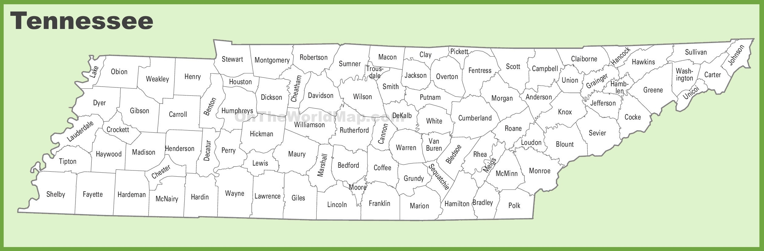 Tennessee County Map Printable