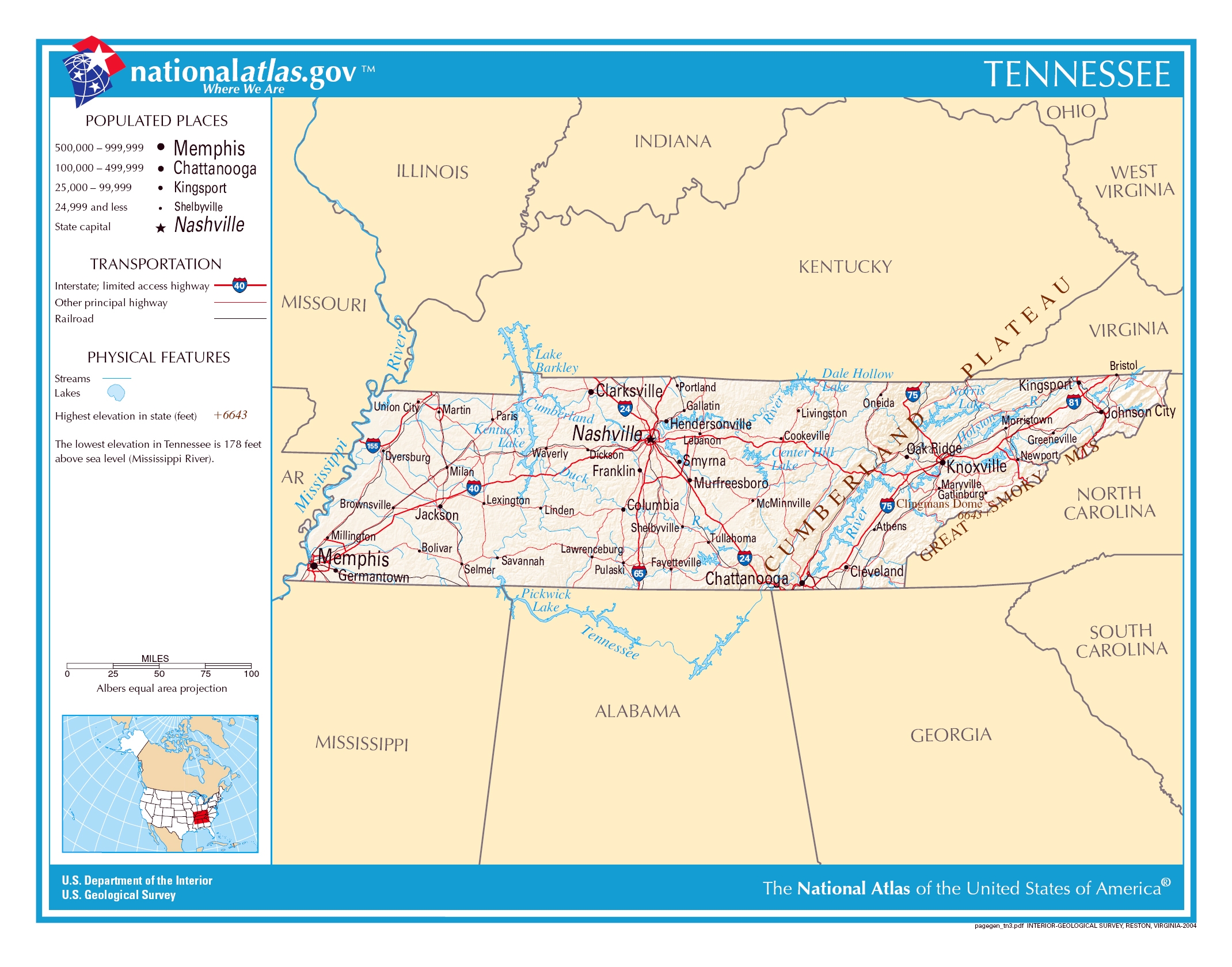 Tennessee Map Printable