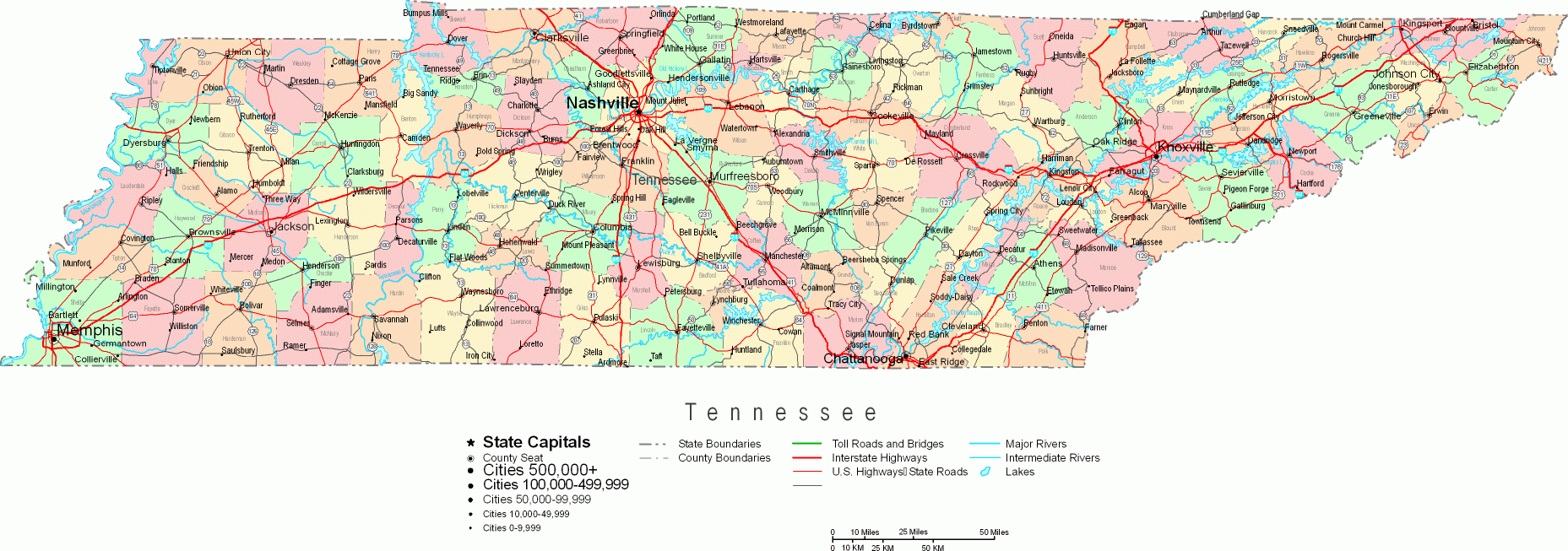 Tennessee State Map Printable